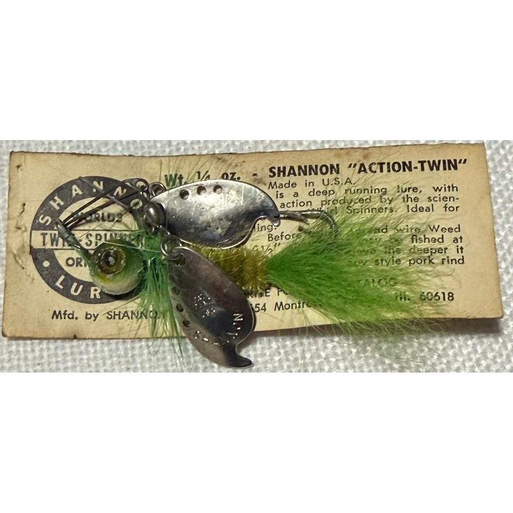 VTG Shannon Action-Twin Spinner Fishing Lure 1/4 oz Green Vibra-Wind USA NB044